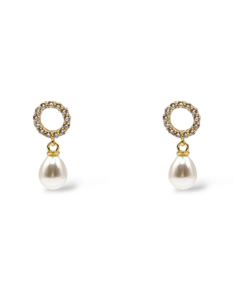 Olive Small Pearl Drop Earrings